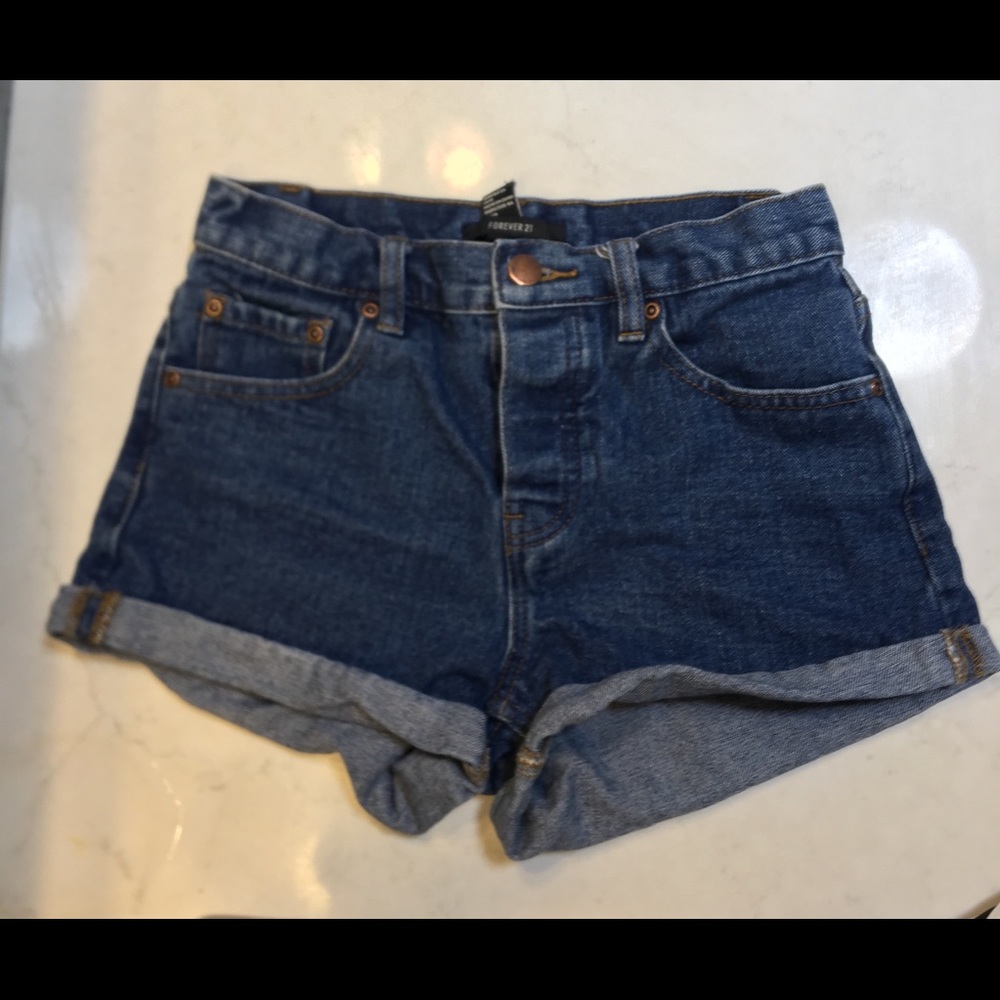 High waisted denim shorts